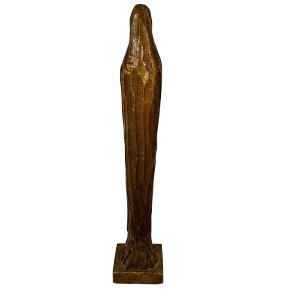 Hand Carved Wooden Madonna Tall 15" Vintage Statue - Picture 5 of 7